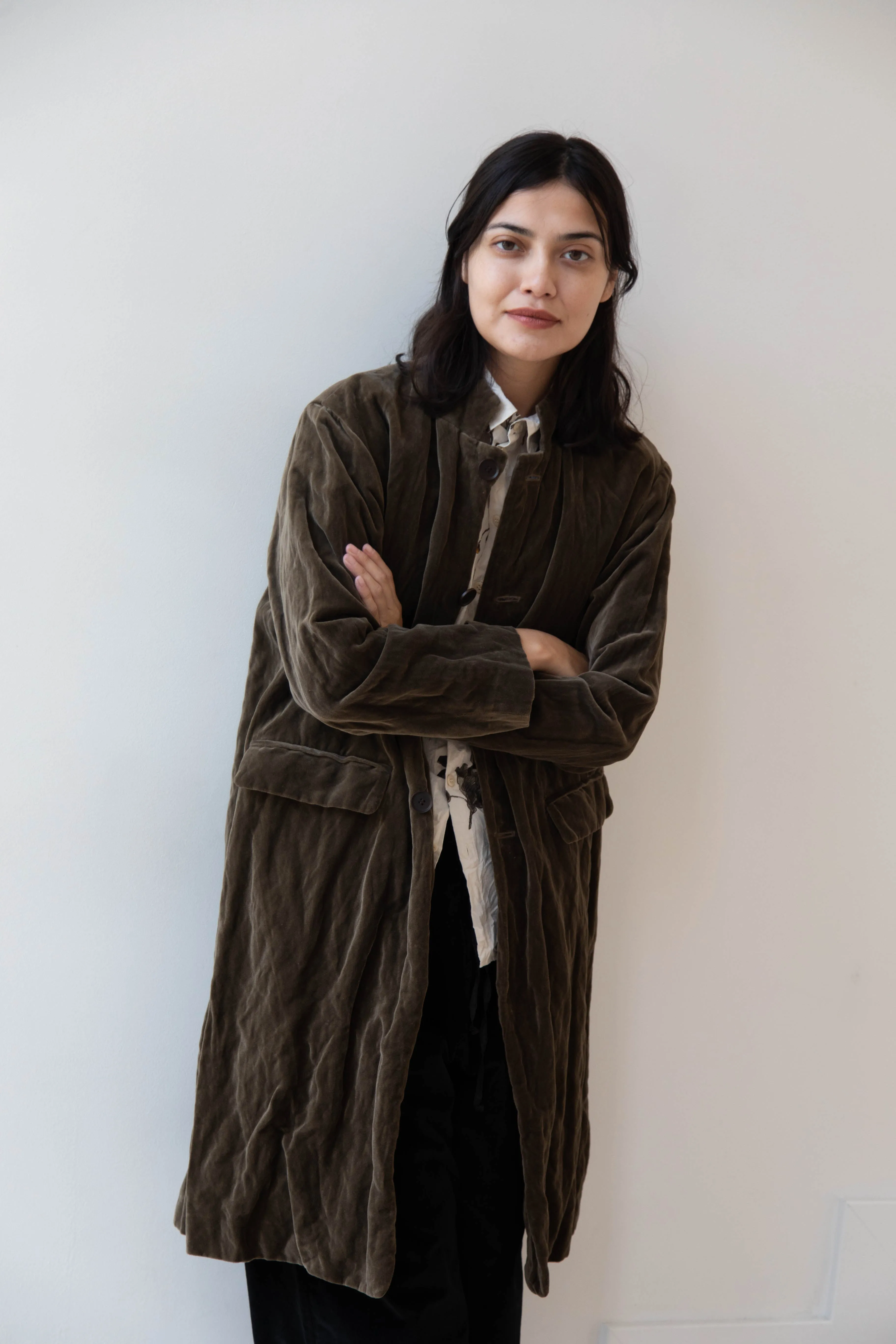 Pas de Calais | Velvet Coat in Khaki