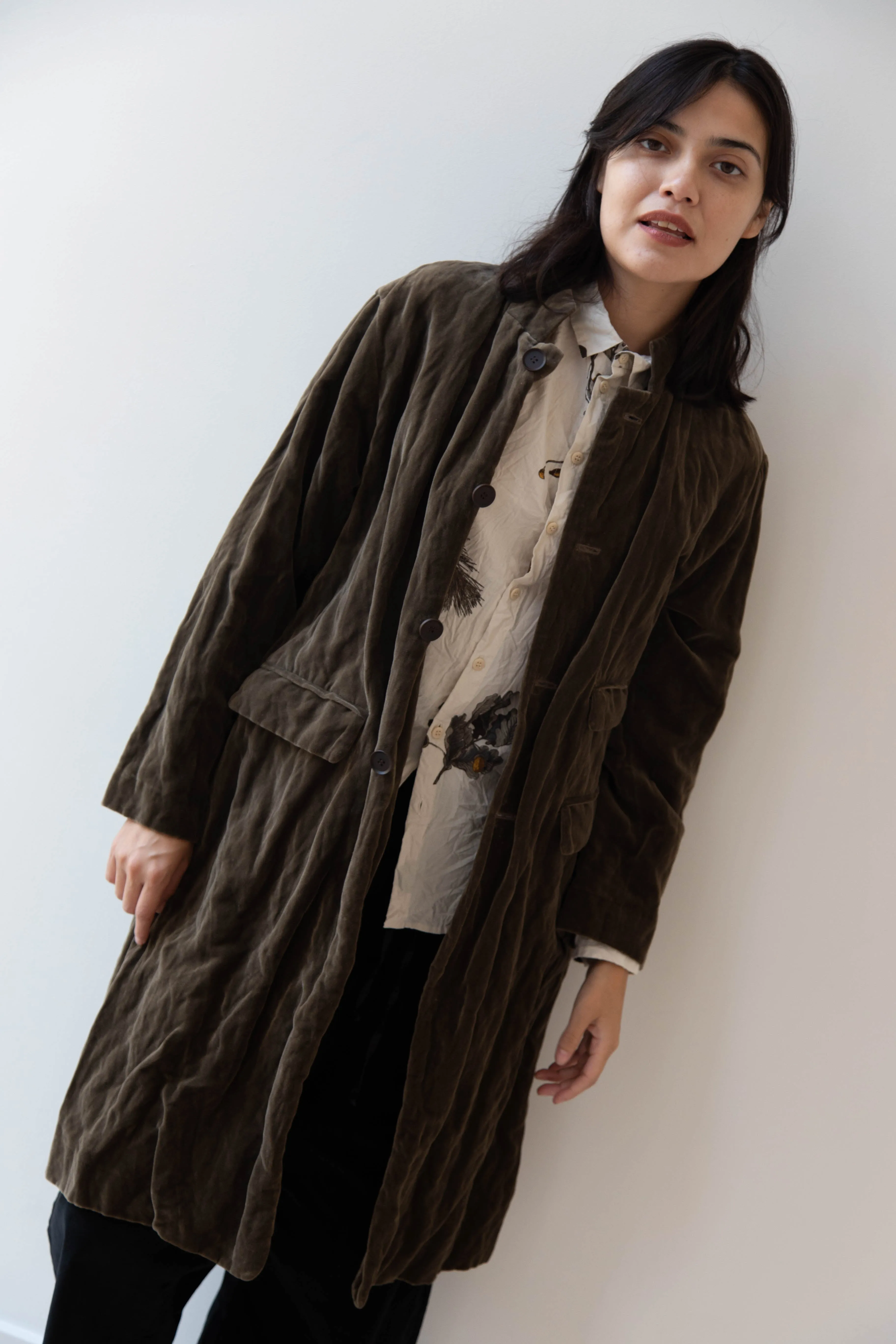 Pas de Calais | Velvet Coat in Khaki