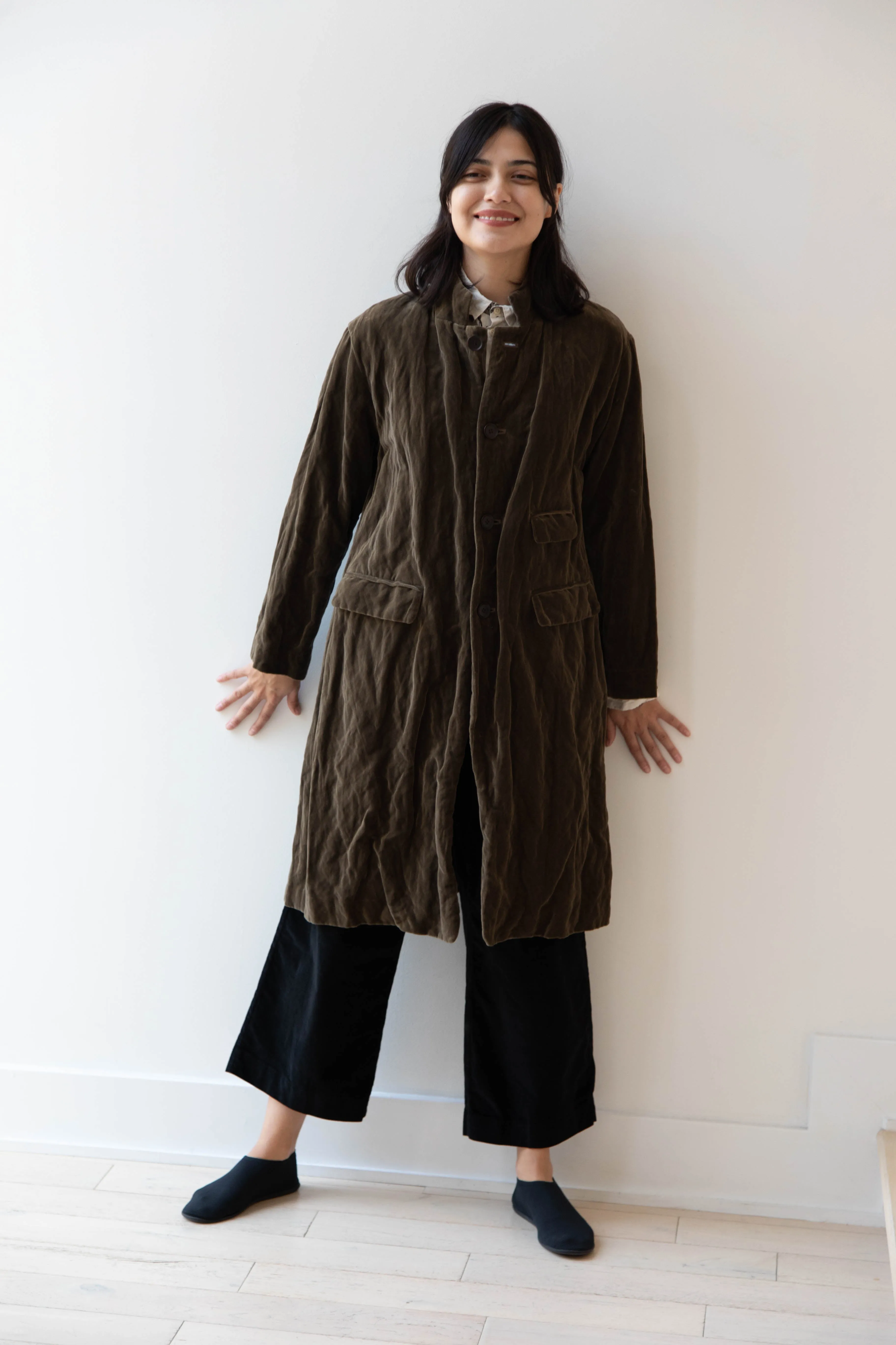 Pas de Calais | Velvet Coat in Khaki