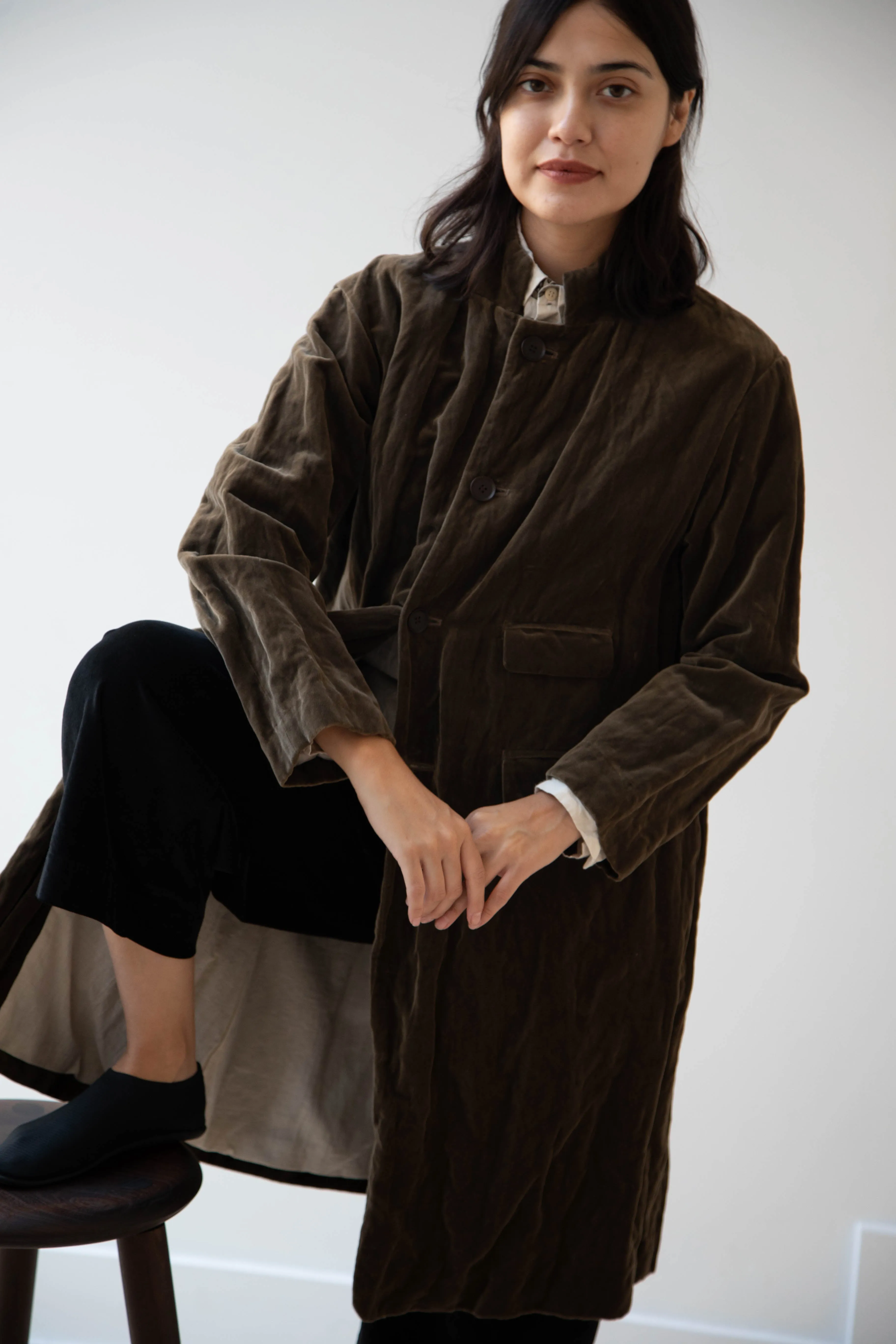 Pas de Calais | Velvet Coat in Khaki