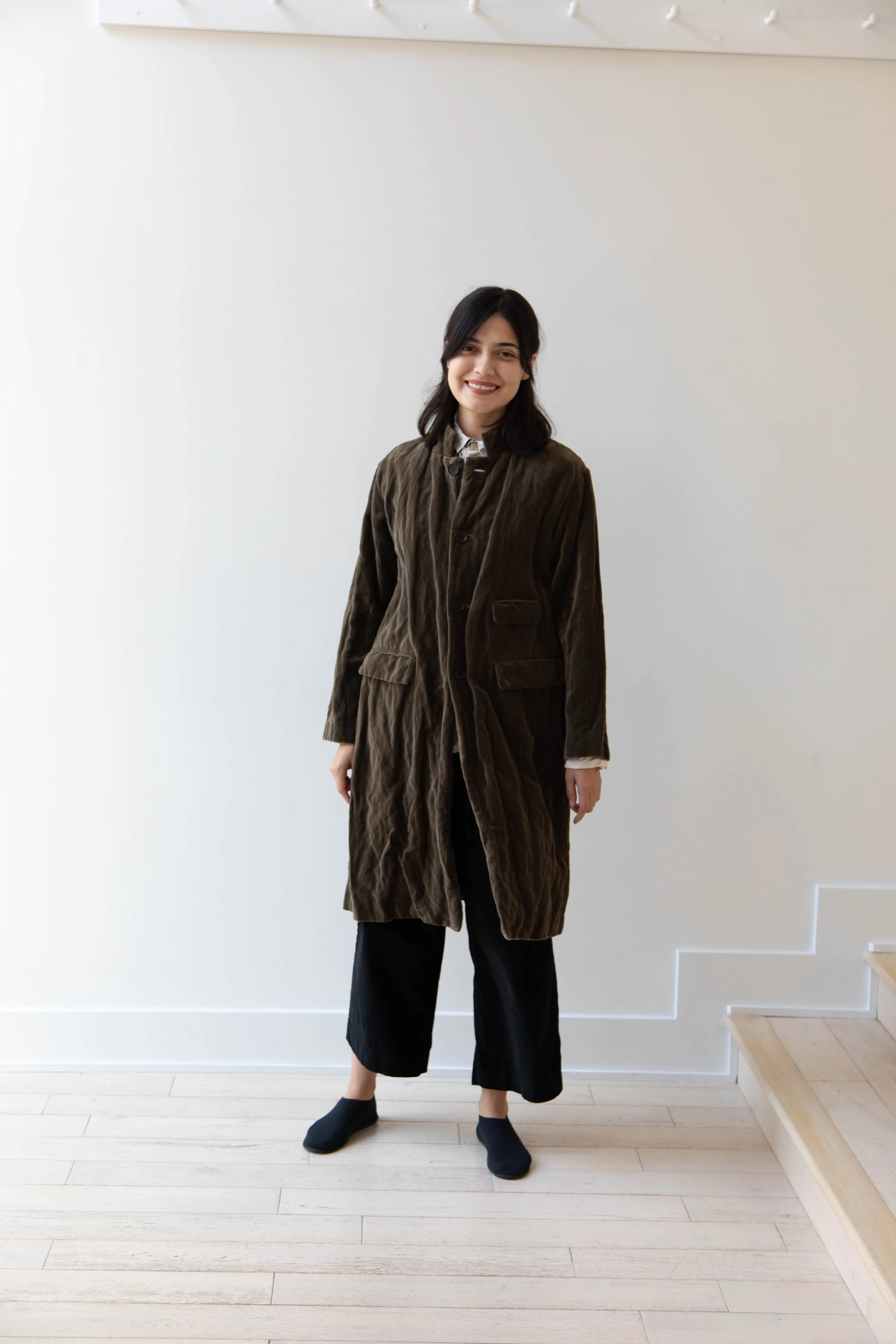 Pas de Calais | Velvet Coat in Khaki