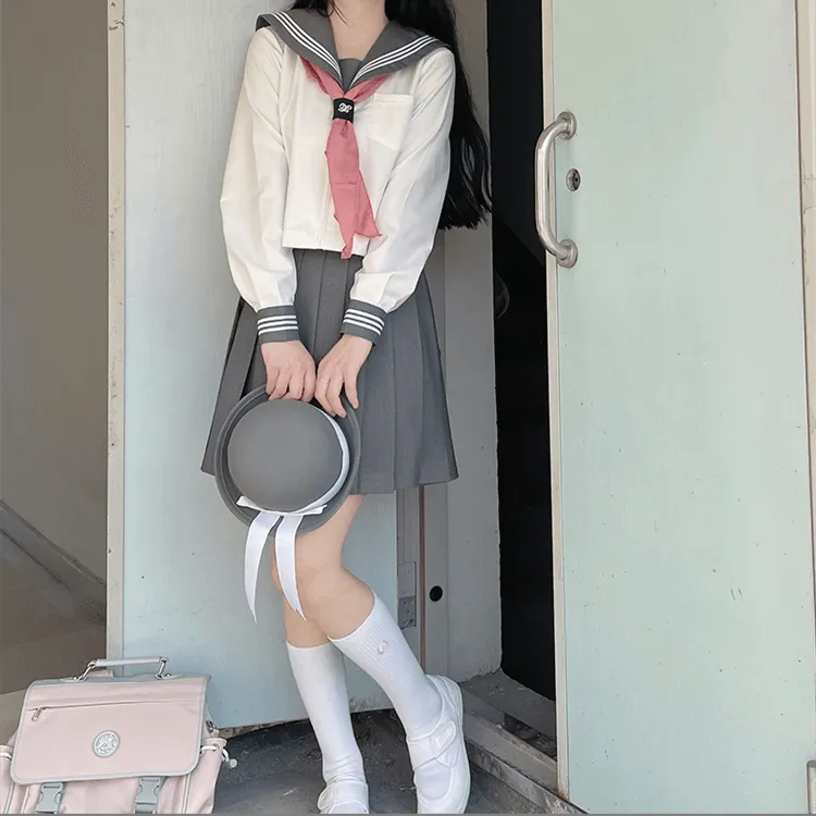 [Pink Grey] JK sailor girl school uniform set