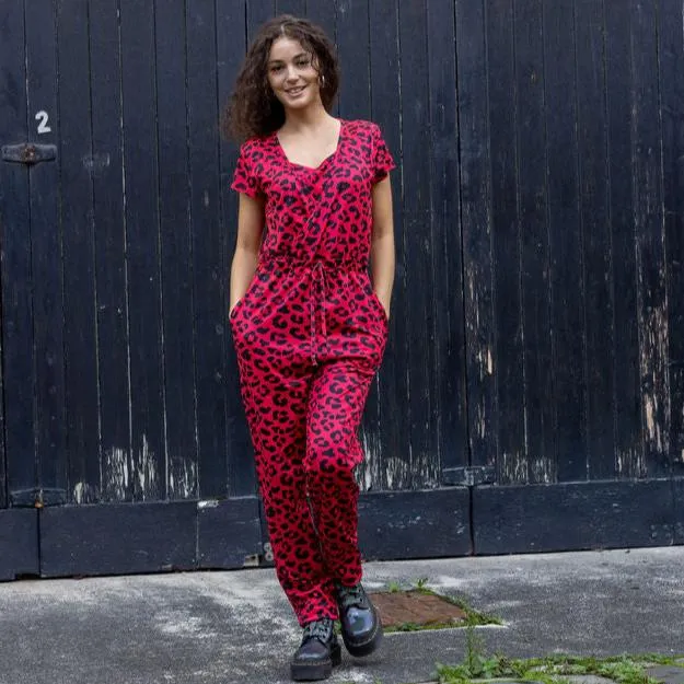 Red Leopard Breastfeeding Jumpsuit