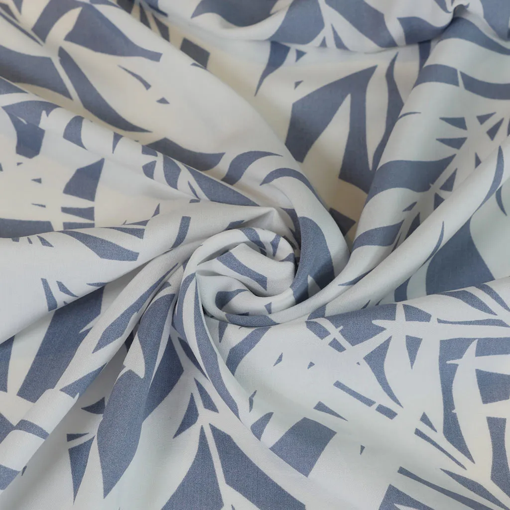 Sierra - Blue Palms Viscose Poplin Woven Fabric Sample