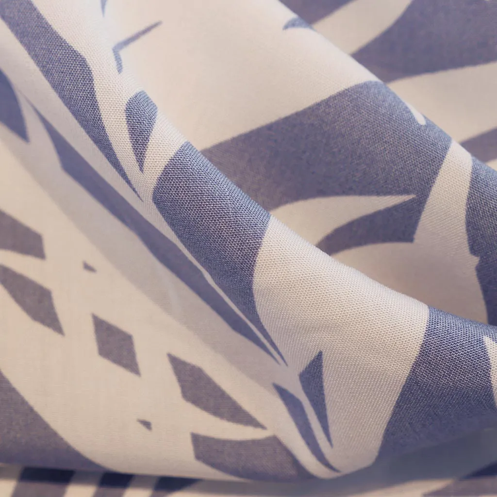 Sierra - Blue Palms Viscose Poplin Woven Fabric