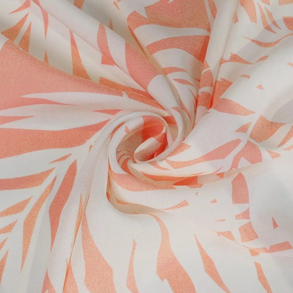 Sierra - Pink Peach Palms Viscose Poplin Woven Fabric Sample