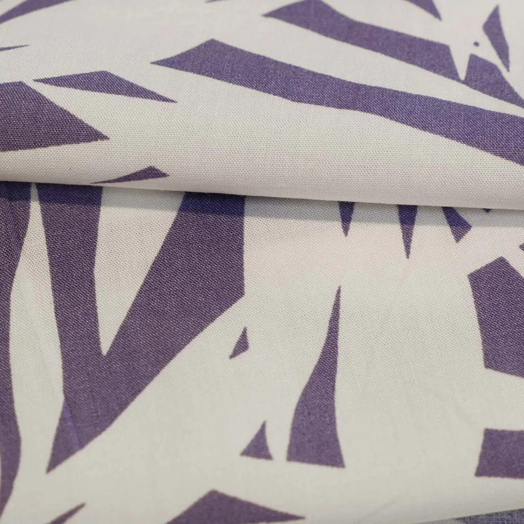 Sierra - Purple Palms Viscose Poplin Woven Fabric Sample