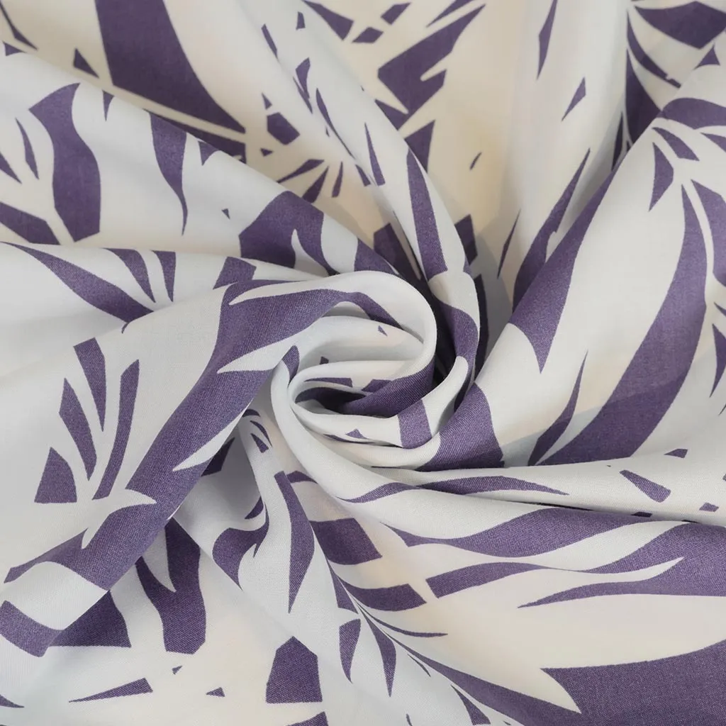 Sierra - Purple Palms Viscose Poplin Woven Fabric Sample