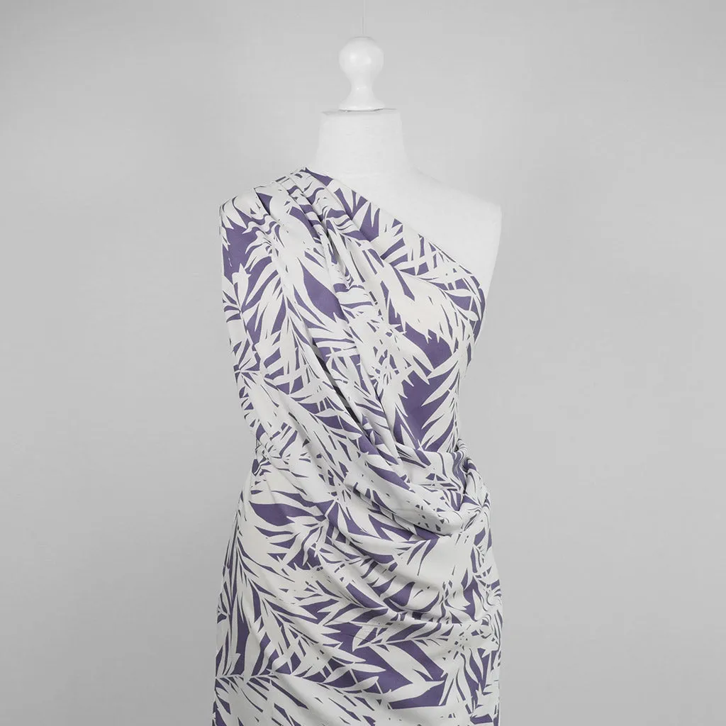 Sierra - Purple Palms Viscose Poplin Woven Fabric