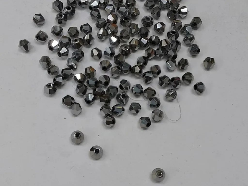 Silver New Cut Crystal Glass Beads- 4 mm (Wholesale)