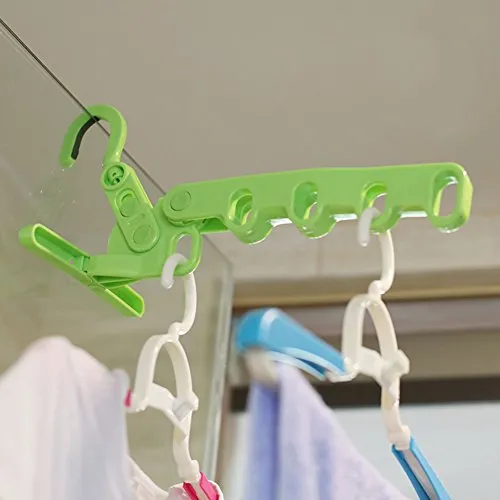 SWEET&HONEY Portable Folding Magic hanger For clothes Socks Clothes Hanger Organizer Hanging support Travel Dormitory artifact-green 32x18cm(13x7inch)