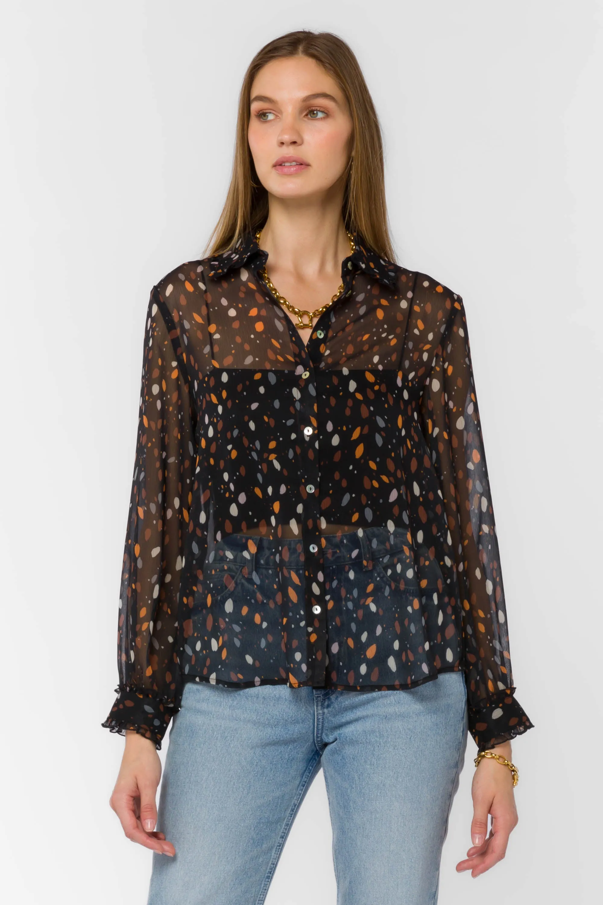 Theona Black Dots Shirt