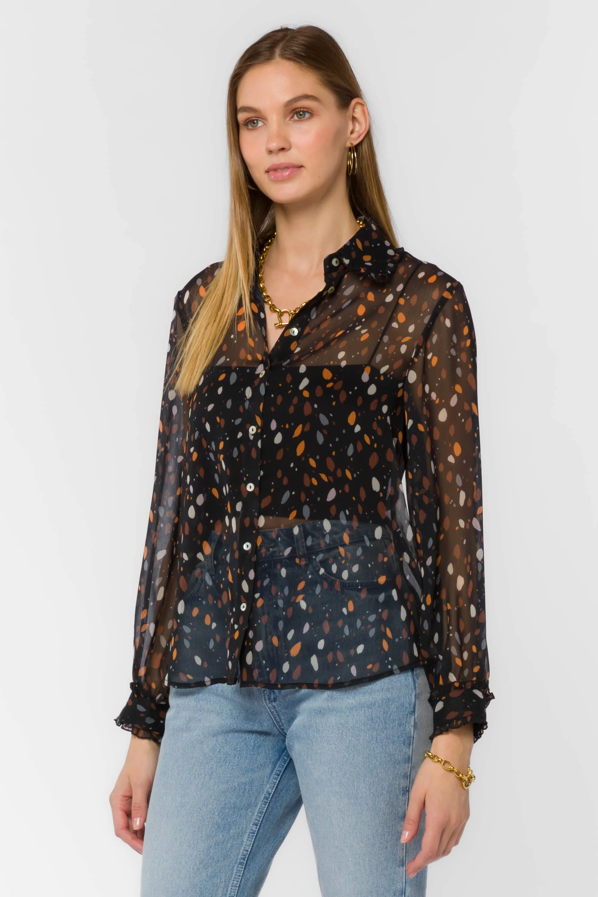 Theona Black Dots Shirt