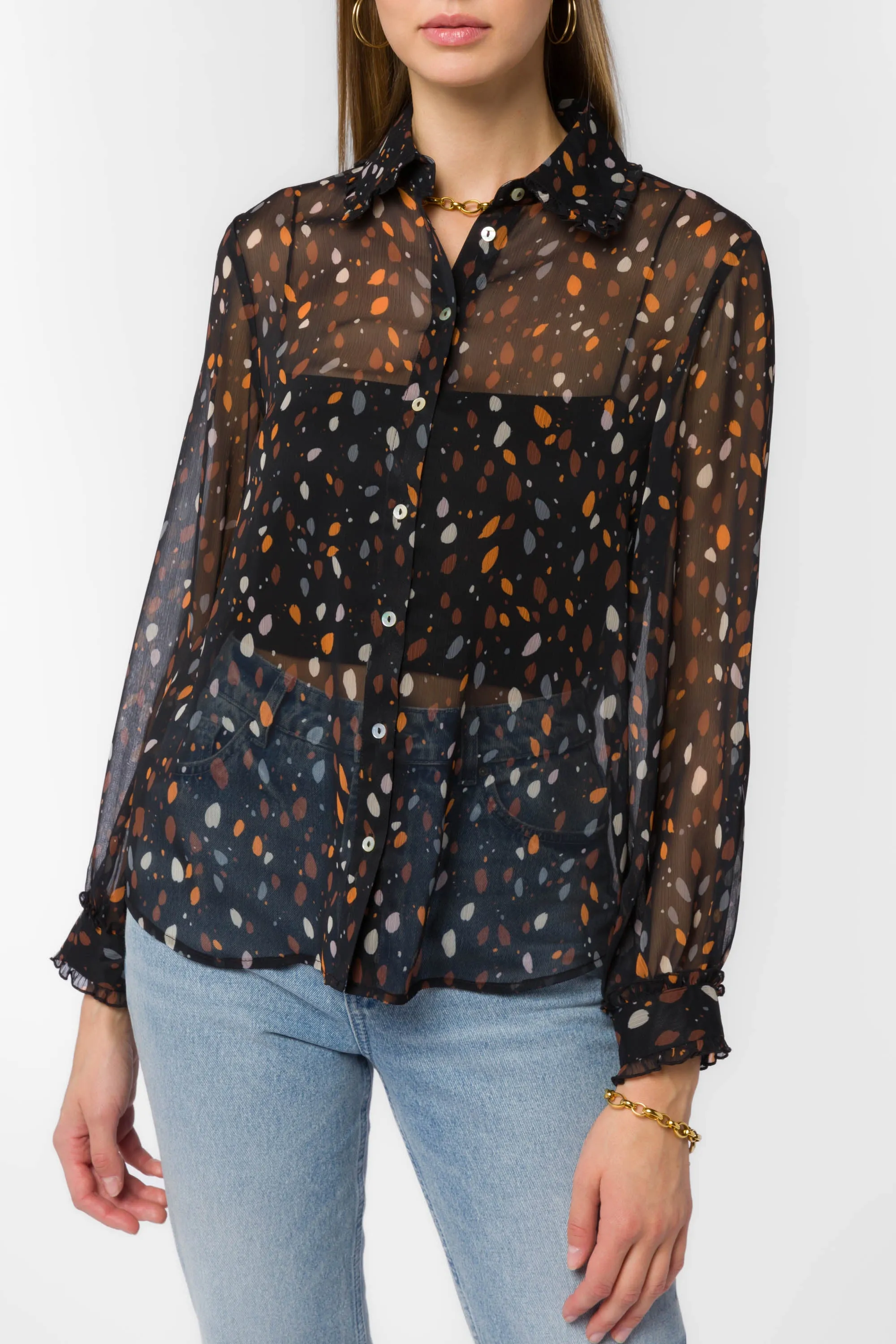 Theona Black Dots Shirt