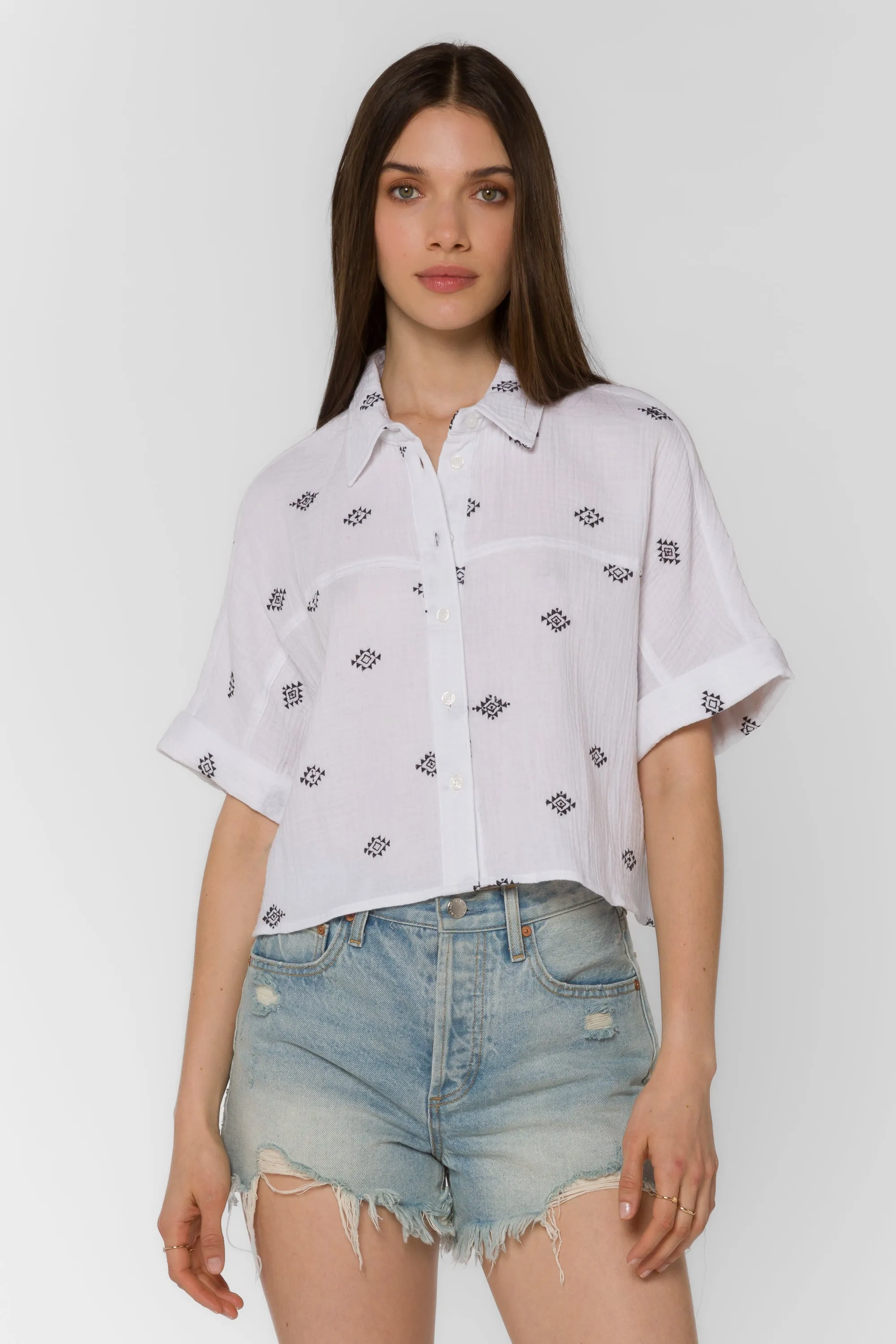 Trista Optic White Embroidery Shirt