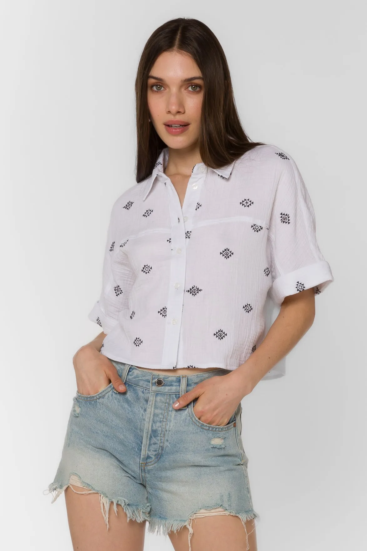 Trista Optic White Embroidery Shirt