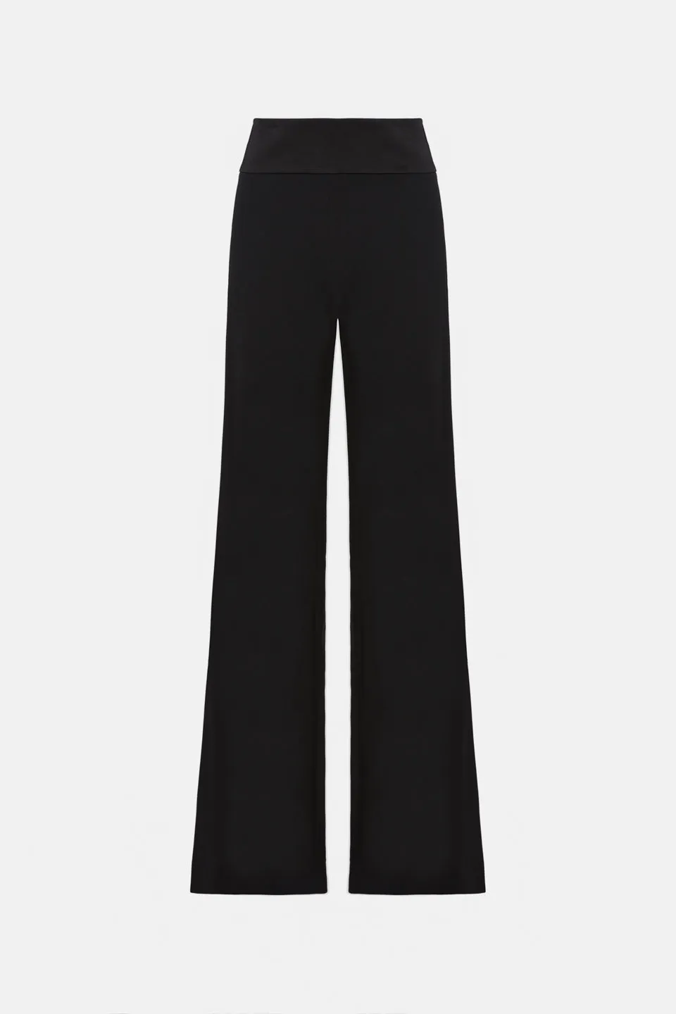 Wide Leg Crepe Trousers - Black