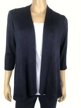 Women's Cardigan Navy Quality Stretch Cozy Knit Fabric on Sale Flattering Fit Made In Canada Yvonne Marie Boutiques