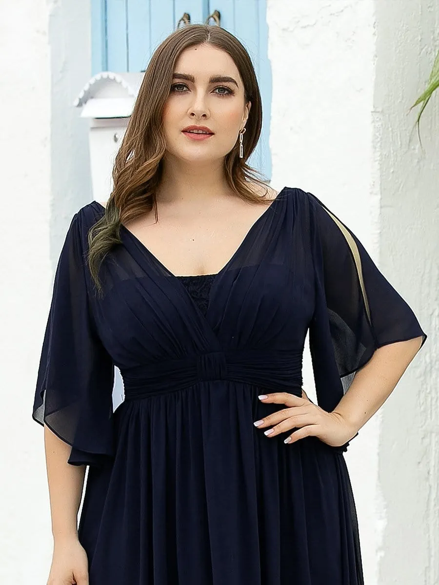 Women's Plus Size V Neck Flattering Long Evening Dresses