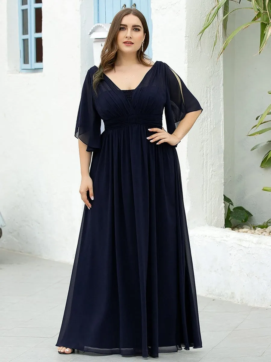 Women's Plus Size V Neck Flattering Long Evening Dresses