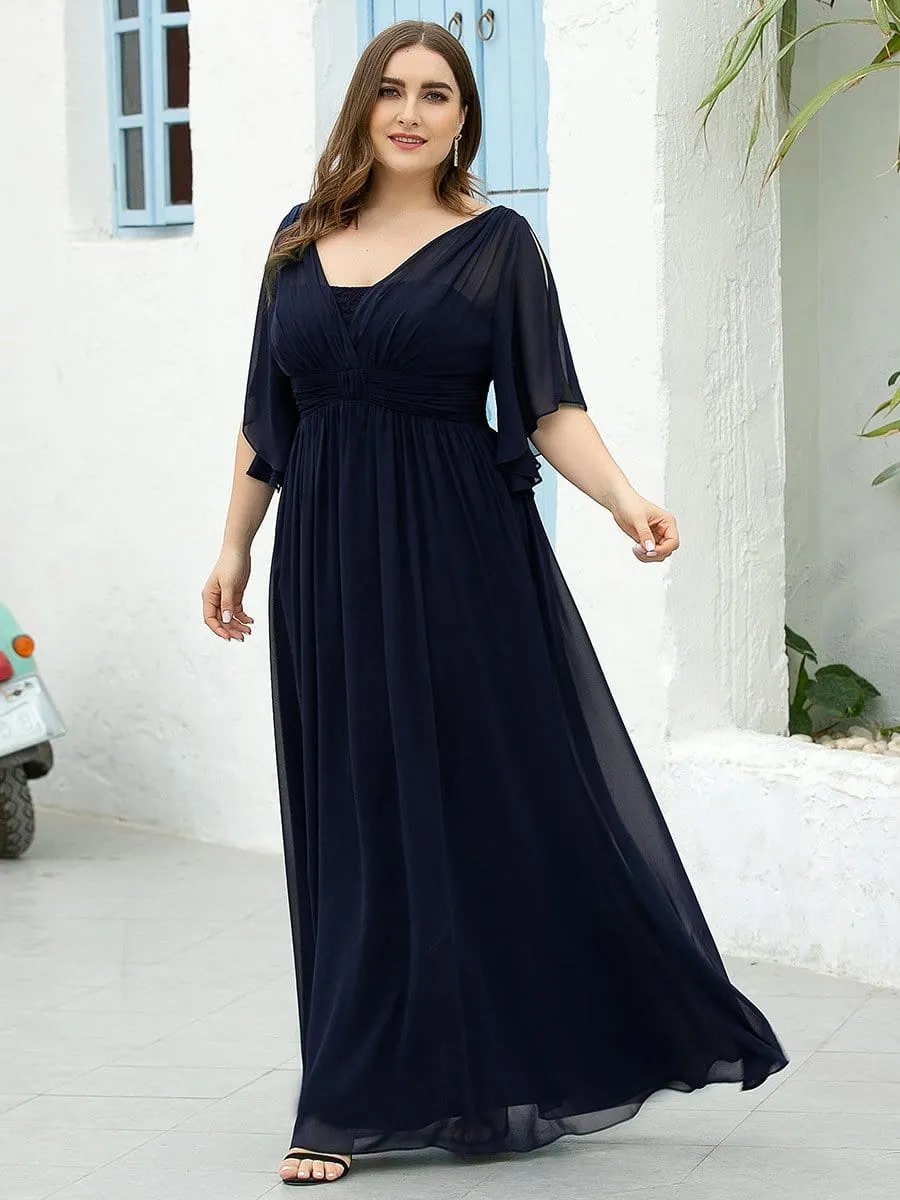 Women's Plus Size V Neck Flattering Long Evening Dresses