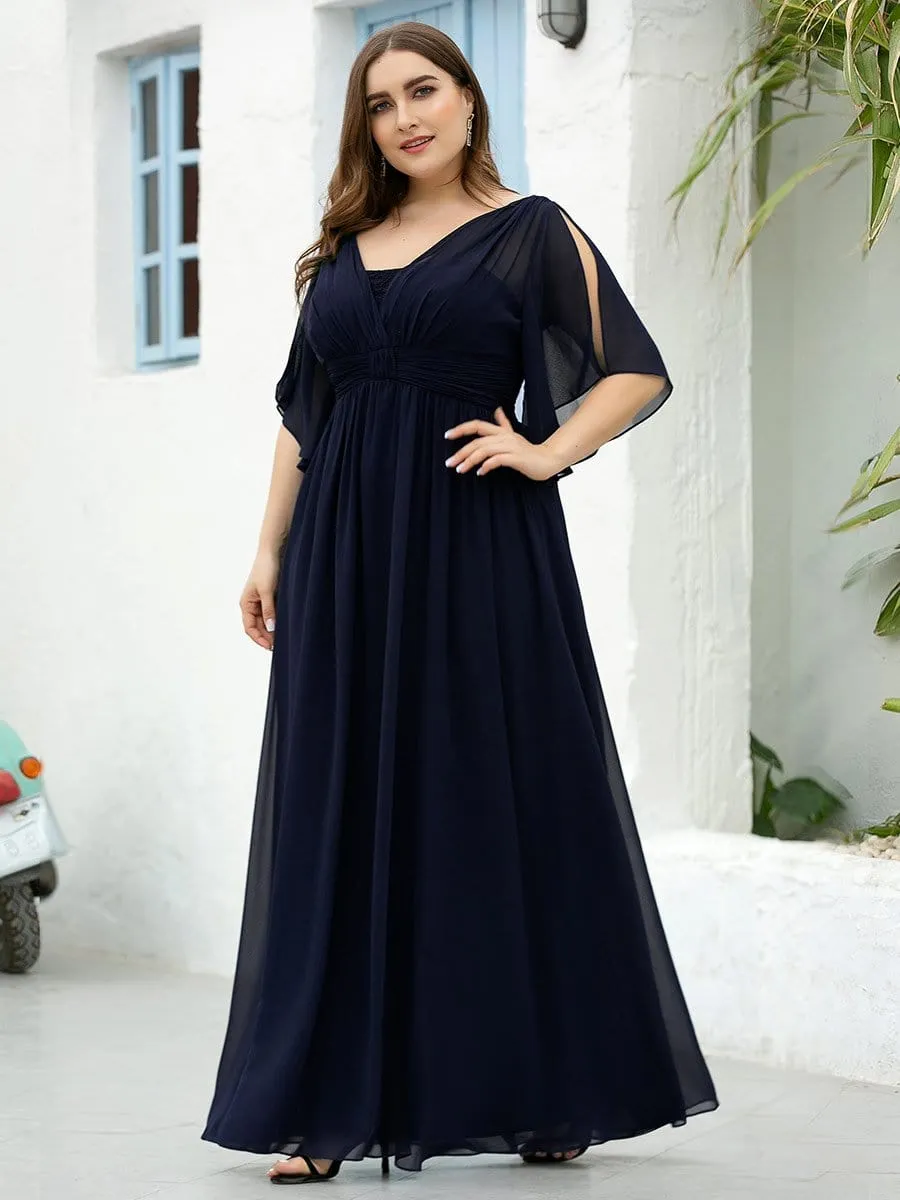 Women's Plus Size V Neck Flattering Long Evening Dresses