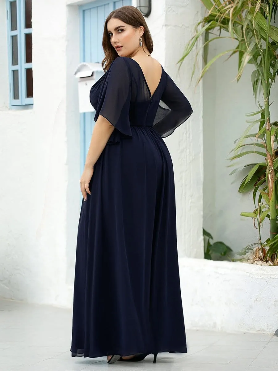 Women's Plus Size V Neck Flattering Long Evening Dresses